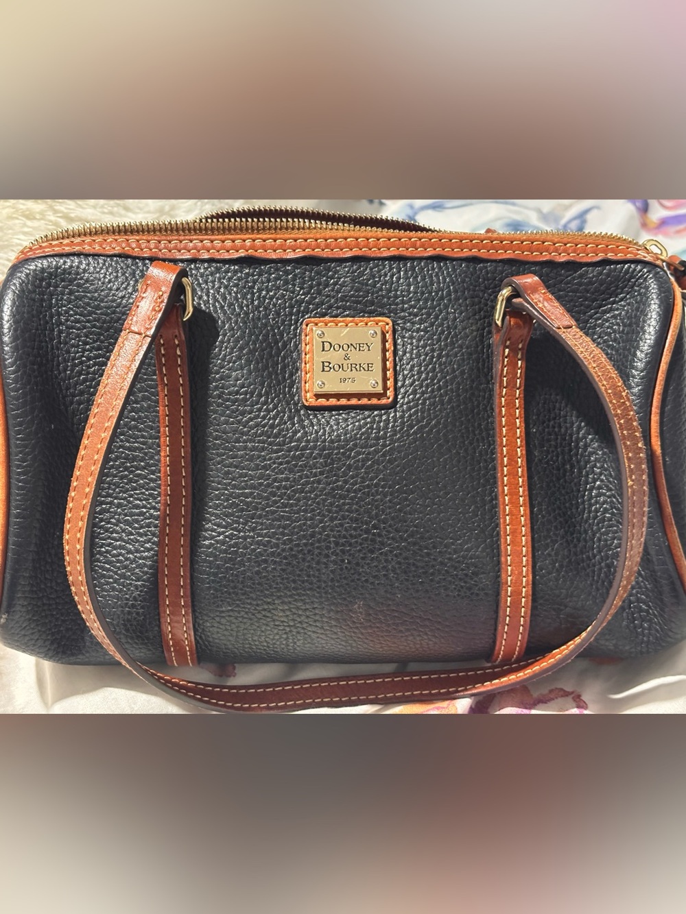 Dooney & Bourke Black Pebbled with Brown Trim (small)